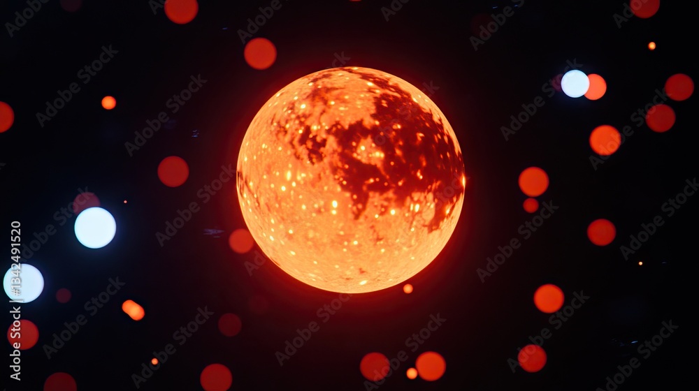 Canvas Prints fiery moon in cosmic background