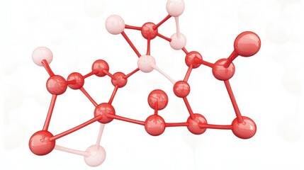 Abstract red and white molecular structure representing chemical composition and scientific concepts, perfect for educational and research purposes