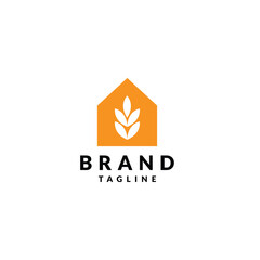 Fototapeta premium Grain inside The House Icon Logo Design. Wheat Barn Line Forming House Symbol Design.