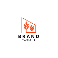 Fototapeta premium Grain inside The House Icon Logo Design. Wheat Barn Line Forming House Symbol Design.