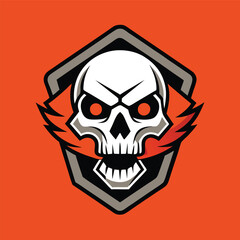 Black and White Skull Illustration with Simple Solid Color Background