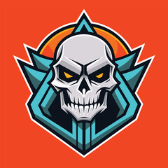 Monochromatic Skull Illustration with Solid Fill for Logo Design