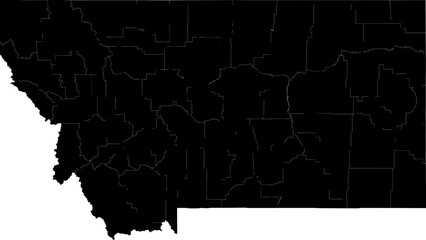 A black and white outline map of Montana with all county borders clearly defined.