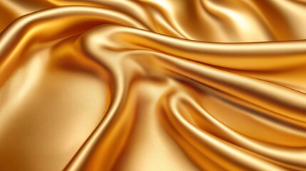 Luxurious Golden Silk Fabric Background: Shiny, Elegant Textiles for Fashion and Interior Decor