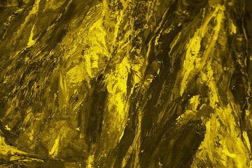 Art Watercolor Acrylic smear blot. Interior painting. Abstract texture color stain long wall background. painting texture rough abstract yellow golden gold black paint on canvas with oil brushstroke
