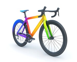 Fototapeta premium Colorful bicycle against white background, side view, transport