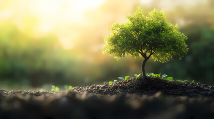 Tranquil tree growth nature scene botanical photography peaceful environment side view organic concept. Whispering Growth. Illustration