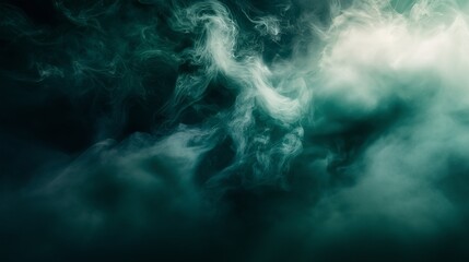 Mystical Smoke and Clouds: Ethereal Green and Gray Abstract Background Texture
