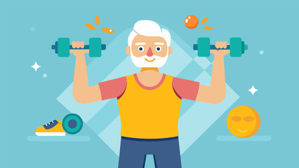 A fitness enthusiast in their 60s inspiring their audience to stay active and healthy in their golden years through workout videos and healthy living advice.. Vector illustration