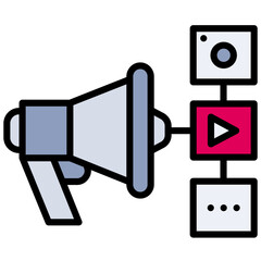 Megaphone Marketing Outline Flat Icon Style Icon, Business and Marketing Outline Flat Icon Style Icon