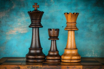 Fototapeta premium Vintage Chess Pieces Confrontation.