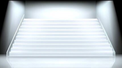 Obraz premium Lit staircase for progress, achievement, or success concept, plain dark background
