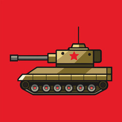 Obraz premium Solid Color Illustration of a Mighty Tank in Full Glory