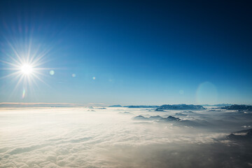 fliege, luft, heaven, antenne, horizont, blau, über, anblick, all, fliegender, high, welt, fliegen, weiß, anreisen, altitude, heißluftballon, alpenrandfahrt, ausblick, über den wolken, Alpen, Berge