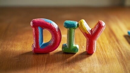 Colorful DIY Letters on Wooden Surface for Creative Projects