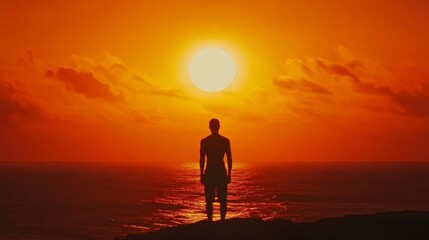 Silhouetted Figure at Sunset