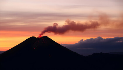 Volcano Eruption at Sunset Dramatic Volcanic Landscape Fiery Sky Nature Photography