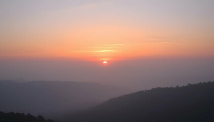 Obraz premium Serene Sunrise Over Misty Mountains Peaceful Dawn Landscape Breathtaking View Nature Photography