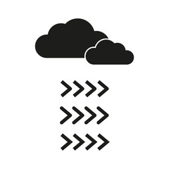 Cloud arrow icon. Weather direction symbol. Wind flow image. Vector sky illustration.