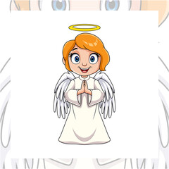 Cartoon little angel isolated on white background