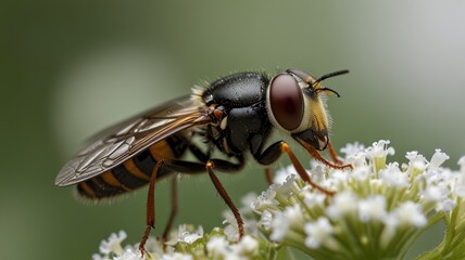 Fototapeta premium Close-up of a hoverfly on a flower (3)