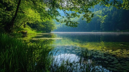 Serene Fishing Spot. Tranquil nature background