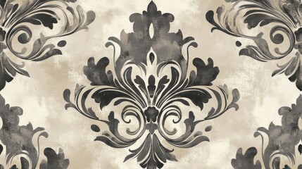 Elegant Damask Pattern in Beige and Grey