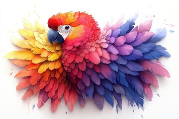Obraz premium Proud Parrot Showcasing Vibrant Rainbow-Colored Plumage in a Lush Tropical Environment During Bright Daylight