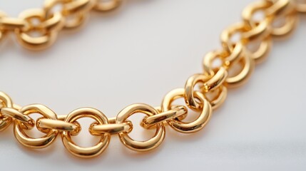 Obraz premium Shiny gold chain jewelry isolated design, luxury metal necklace links, elegant golden fashion accessory closeup