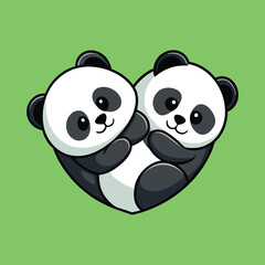 Fototapeta premium Cute Panda Heart Cartoon Vector Icon Illustration