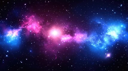 Cosmic Nebula In Vibrant Pink And Blue Hues