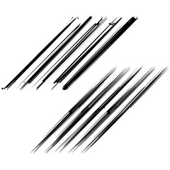 Abstract sketch lines. Dynamic graphic elements. Black and white streaks. Minimal linear forms.