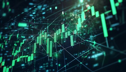 Naklejka premium A trading chart visualize on digital screen
