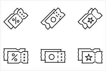 Event Ticket Icon set Ideal, for Concerts and Admission, with a white background.