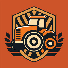 Fototapeta premium Detailed Illustration of a Tractor with Solid Black Color on a White Background