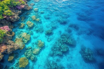 Fototapeta premium Tropical Coral Reefs, Turquoise Water, Aerial View