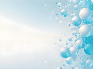 Futuristic Medical Background with Light Blue Gradient and Glowing Molecular Structures