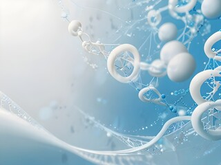 Futuristic Medical Background with Light Blue Gradient and Glowing Molecular Structures