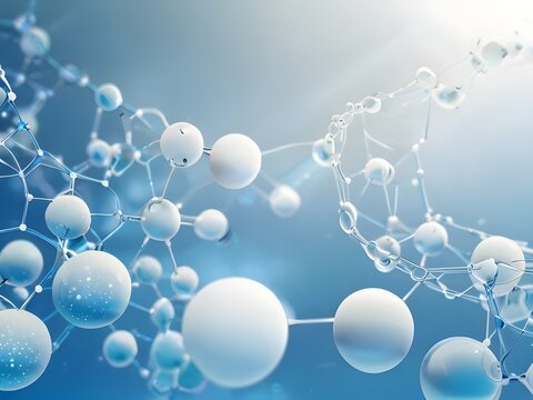 Futuristic Medical Background with Light Blue Gradient and Glowing Molecular Structures