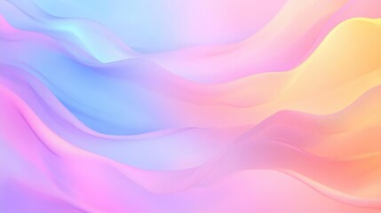 Obraz premium Abstract Pastel Wave Background Soft Pink Blue Yellow Gradient Pattern with Smooth Lines and Colors in Trendy Style for Website Banner or Wallpaper. A Calm and Peaceful Design Using Vibrant Colors