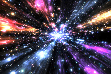 Fototapeta premium Cosmic Rays Explode Through Space Vividly