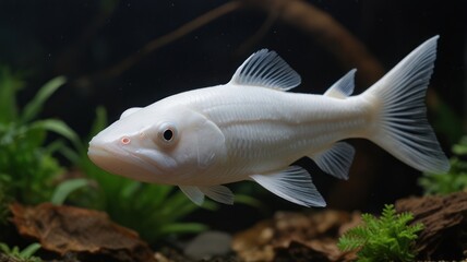 Albino fish in aquarium