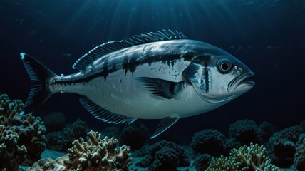 Fototapeta premium Underwater shot of a fish in coral reef
