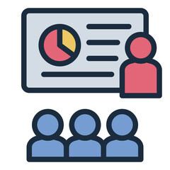 Training filled line icon representing corporate learning and employee development
