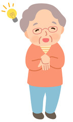 納得した表情のシニア女性　表情ポーズ　高齢者　後期高齢者