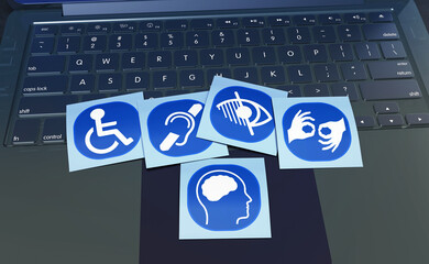 Disabled, Disability Signs, Icons are Visual Presentation - 3D Visual Design.