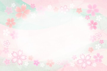 春の桜の風そよぐ背景フレーム４