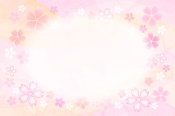 春の桜の風そよぐ背景フレーム５