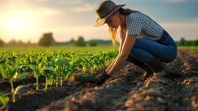 young woman in a field