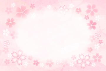 春の桜の風そよぐ背景フレーム８